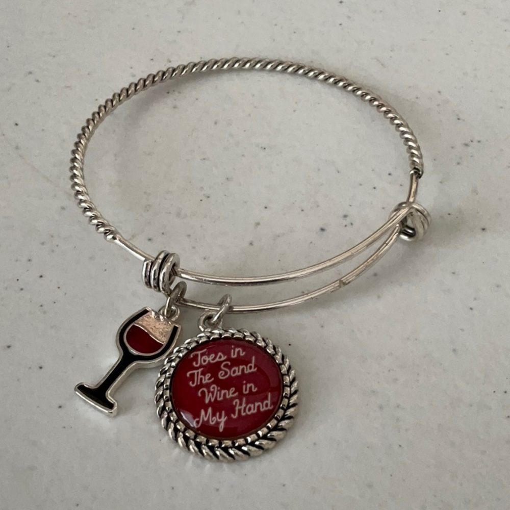 🌺$4.00 must bundle 🌺Silver and Red Wine Charm Bracelet